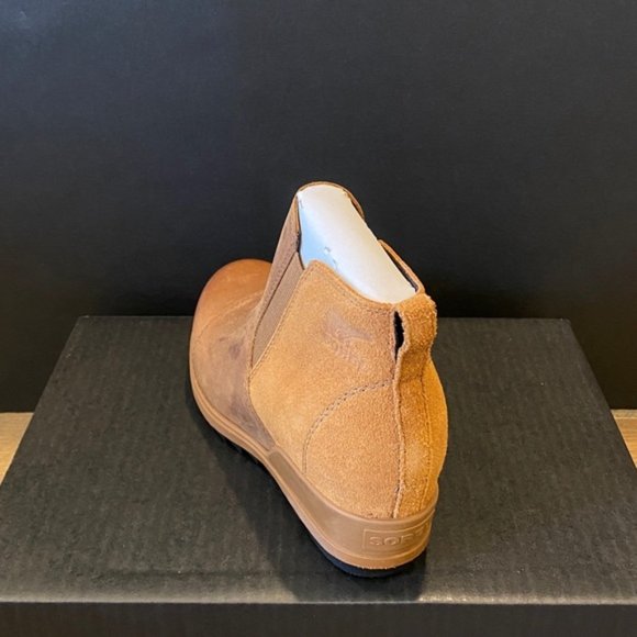 Sorel Evie Tan Lug Sole Wedge Ankle Pull on Bootie Boots  Sorel Evie Tan Lug Sole Wedge Ankle Pull on Bootie Boots Shoes Heels Pumps 6.5